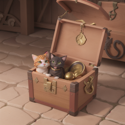 Image For Post Anime, treasure chest, cat, mermaid, queen, storm, HD, 4K, AI Generated Art