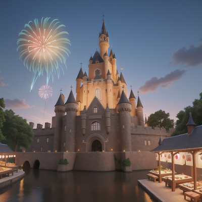 Image For Post Anime, medieval castle, fireworks, sushi, museum, market, HD, 4K, AI Generated Art
