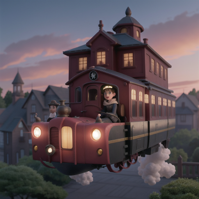 Image For Post Anime, haunted mansion, train, invisibility cloak, hovercraft, flying, HD, 4K, AI Generated Art