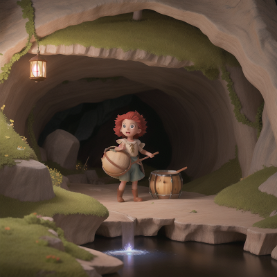 Image For Post Anime, cave, storm, farmer, fairy dust, drum, HD, 4K, AI Generated Art