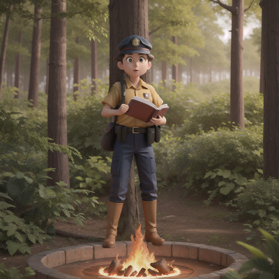 Image For Post Anime, book, forest, drought, fire, police officer, HD, 4K, AI Generated Art