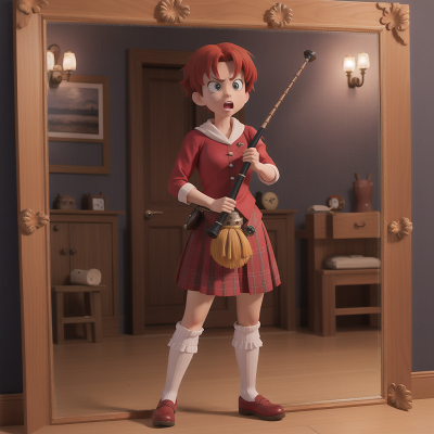 Image For Post Anime, anger, suspicion, bagpipes, surprise, enchanted mirror, HD, 4K, AI Generated Art