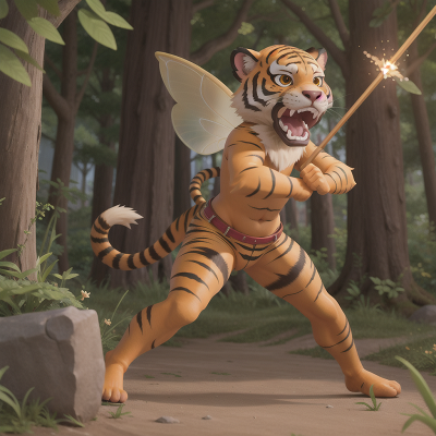 Image For Post Anime, crying, fairy dust, sabertooth tiger, bus, fighting, HD, 4K, AI Generated Art