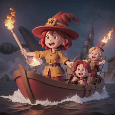 Image For Post Anime, firefighter, witch's cauldron, boat, singing, chimera, HD, 4K, AI Generated Art