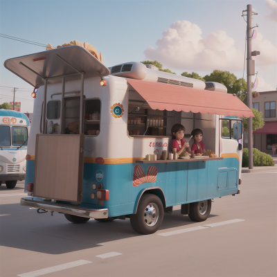 Image For Post Anime, taco truck, seafood restaurant, bus, trumpet, harp, HD, 4K, AI Generated Art