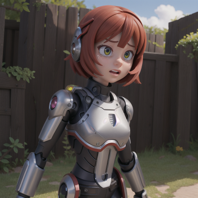 Image For Post Anime, shield, cyborg, rainbow, crying, exploring, HD, 4K, AI Generated Art