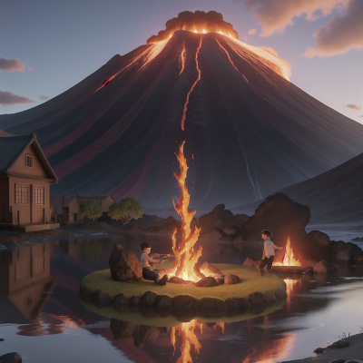 Image For Post Anime, volcano, flood, accordion, betrayal, enchanted mirror, HD, 4K, AI Generated Art