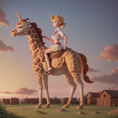 Image For Post Anime, giraffe, drought, unicorn, centaur, village, HD, 4K, AI Generated Art