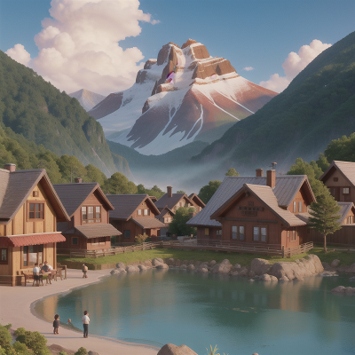 Image For Post Anime, mountains, tsunami, ice cream parlor, musician, village, HD, 4K, AI Generated Art