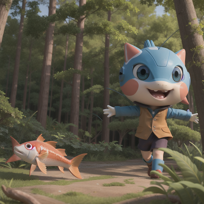 Image For Post Anime, rocket, detective, fish, drought, forest, HD, 4K, AI Generated Art