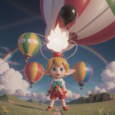 Image For Post Anime, balloon, elf, storm, rainbow, rocket, HD, 4K, AI Generated Art