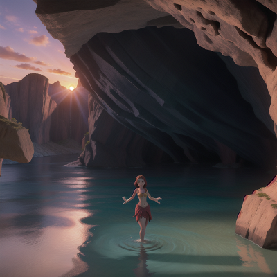 Image For Post Anime, sunset, cave, doctor, mountains, mermaid, HD, 4K, AI Generated Art