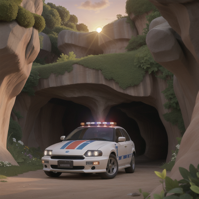 Image For Post Anime, police officer, sunrise, garden, car, cave, HD, 4K, AI Generated Art