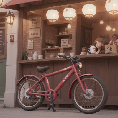 Image For Post Anime, coffee shop, bicycle, car, crystal, queen, HD, 4K, AI Generated Art