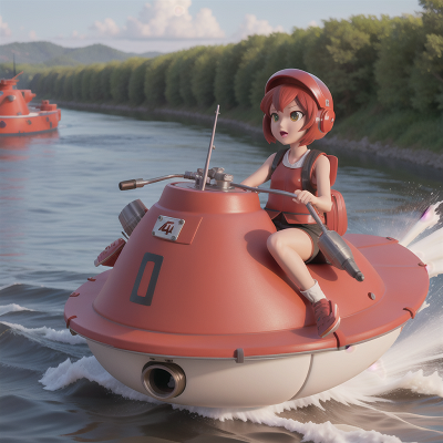 Image For Post Anime, drum, hovercraft, river, demon, tank, HD, 4K, AI Generated Art