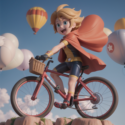 Image For Post Anime, bicycle, thunder, celebrating, balloon, superhero, HD, 4K, AI Generated Art