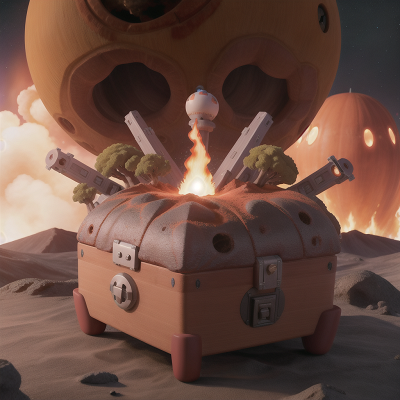 Image For Post Anime, alien planet, space station, volcanic eruption, hovercraft, treasure chest, HD, 4K, AI Generated Art