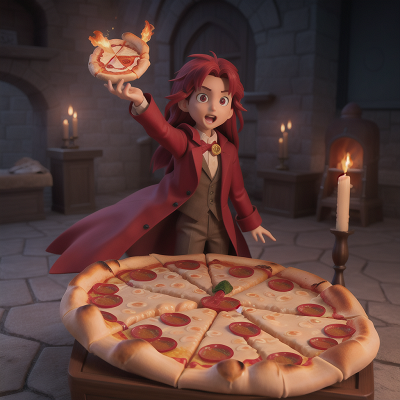 Image For Post Anime, spell book, pizza, phoenix, vampire's coffin, holodeck, HD, 4K, AI Generated Art