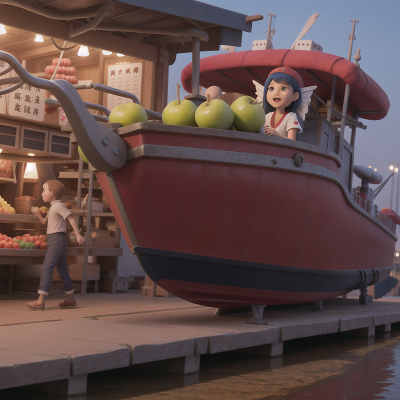 Image For Post Anime, boat, spaceship, fruit market, angel, demon, HD, 4K, AI Generated Art