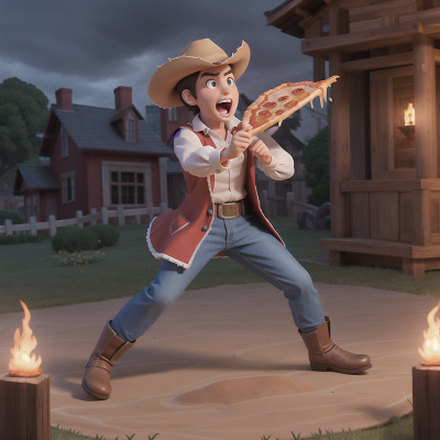 Image For Post Anime, cowboys, haunted mansion, fighting, bravery, pizza, HD, 4K, AI Generated Art