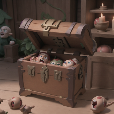 Image For Post Anime, elf, anger, treasure chest, zombie, haunted mansion, HD, 4K, AI Generated Art