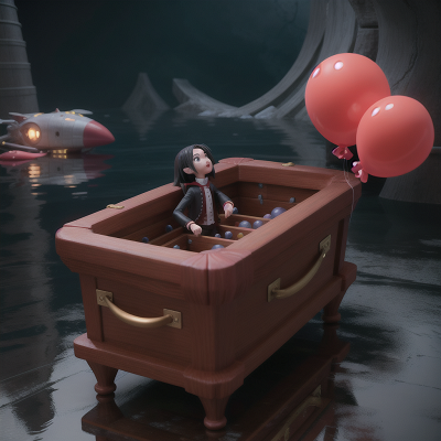 Image For Post Anime, vampire's coffin, exploring, spaceship, flood, balloon, HD, 4K, AI Generated Art