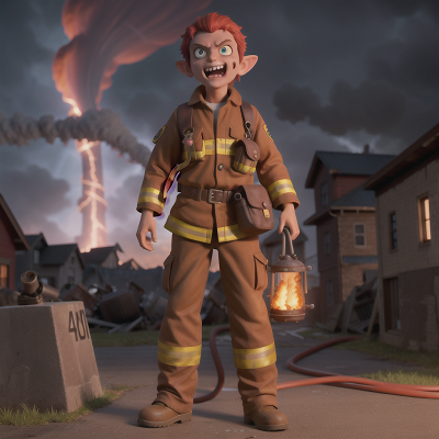 Image For Post Anime, teleportation device, firefighter, tornado, zombie, goblin, HD, 4K, AI Generated Art