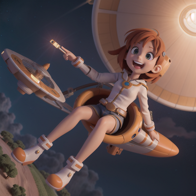Image For Post Anime, spaceship, bravery, laughter, harp, drought, HD, 4K, AI Generated Art
