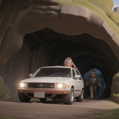 Image For Post Anime, bigfoot, car, cave, hovercraft, robot, HD, 4K, AI Generated Art