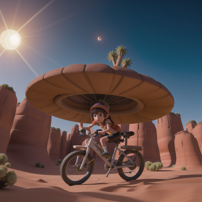 Image For Post Anime, desert oasis, magic wand, solar eclipse, bicycle, time machine, HD, 4K, AI Generated Art