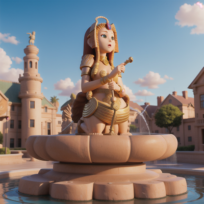 Image For Post Anime, fountain, sphinx, flute, city, camera, HD, 4K, AI Generated Art