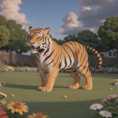 Image For Post Anime, tiger, wind, school, hail, garden, HD, 4K, AI Generated Art