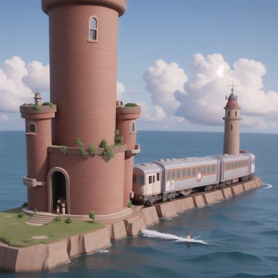 Image For Post Anime, tower, train, submarine, flying, singing, HD, 4K, AI Generated Art