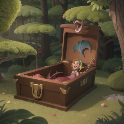Image For Post Anime, vampire's coffin, dragon, rainbow, mermaid, forest, HD, 4K, AI Generated Art