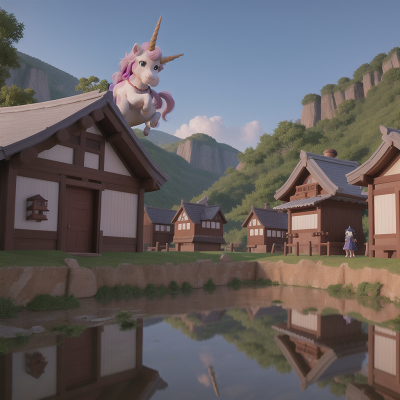 Image For Post Anime, unicorn, geisha, rocket, village, betrayal, HD, 4K, AI Generated Art