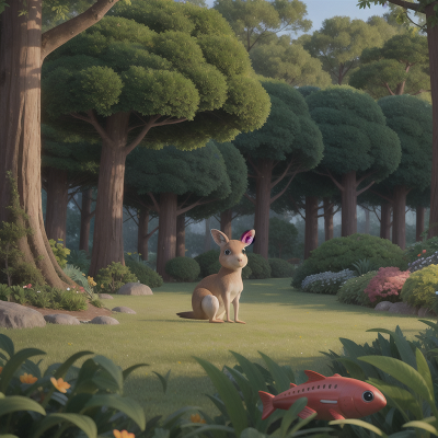 Image For Post Anime, spaceship, kangaroo, garden, fish, forest, HD, 4K, AI Generated Art