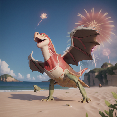 Image For Post Anime, pterodactyl, beach, farm, fireworks, turtle, HD, 4K, AI Generated Art