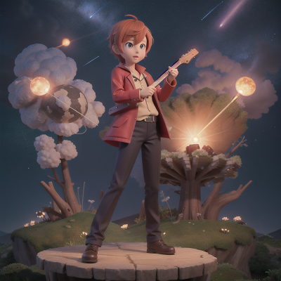 Image For Post Anime, detective, musician, meteor shower, magic wand, map, HD, 4K, AI Generated Art