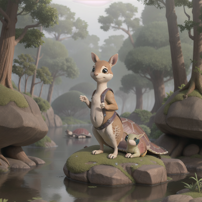 Image For Post Anime, detective, fog, kangaroo, turtle, river, HD, 4K, AI Generated Art