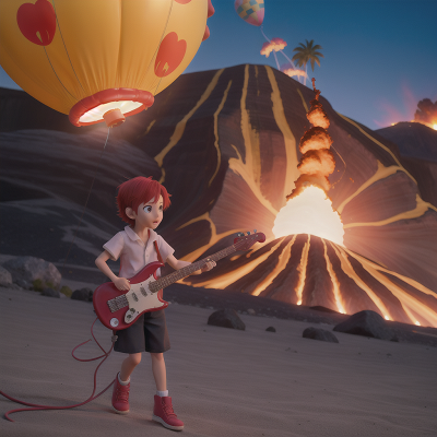 Image For Post Anime, electric guitar, book, balloon, volcanic eruption, camera, HD, 4K, AI Generated Art