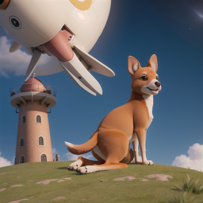 Image For Post Anime, kangaroo, dog, tower, space, airplane, HD, 4K, AI Generated Art
