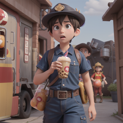 Image For Post Anime, firefighter, confusion, bravery, bubble tea, cowboys, HD, 4K, AI Generated Art