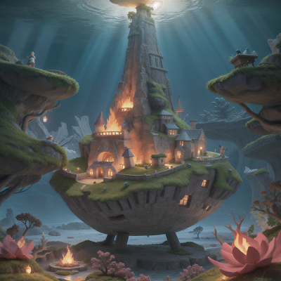 Image For Post Anime, crystal, vikings, underwater city, forest, volcano, HD, 4K, AI Generated Art