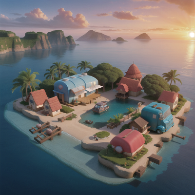 Image For Post Anime, island, taco truck, underwater city, sunrise, village, HD, 4K, AI Generated Art