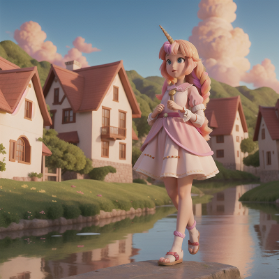 Image For Post Anime, drought, wind, unicorn, village, princess, HD, 4K, AI Generated Art