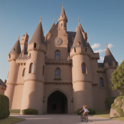 Image For Post Anime, castle, bicycle, king, fighting, fox, HD, 4K, AI Generated Art