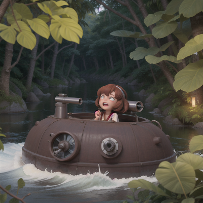 Image For Post Anime, telescope, crying, submarine, river, jungle, HD, 4K, AI Generated Art