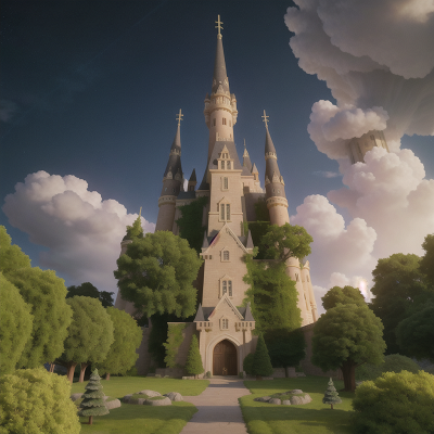 Image For Post Anime, skyscraper, storm, elf, forest, castle, HD, 4K, AI Generated Art