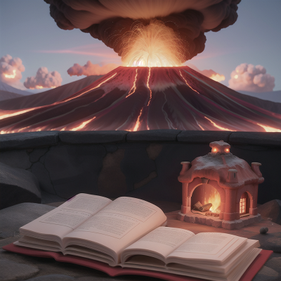 Image For Post Anime, volcano, volcanic eruption, suspicion, spell book, bus, HD, 4K, AI Generated Art