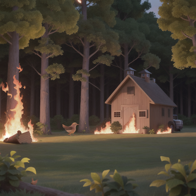 Image For Post Anime, failure, farm, forest, fire, bird, HD, 4K, AI Generated Art